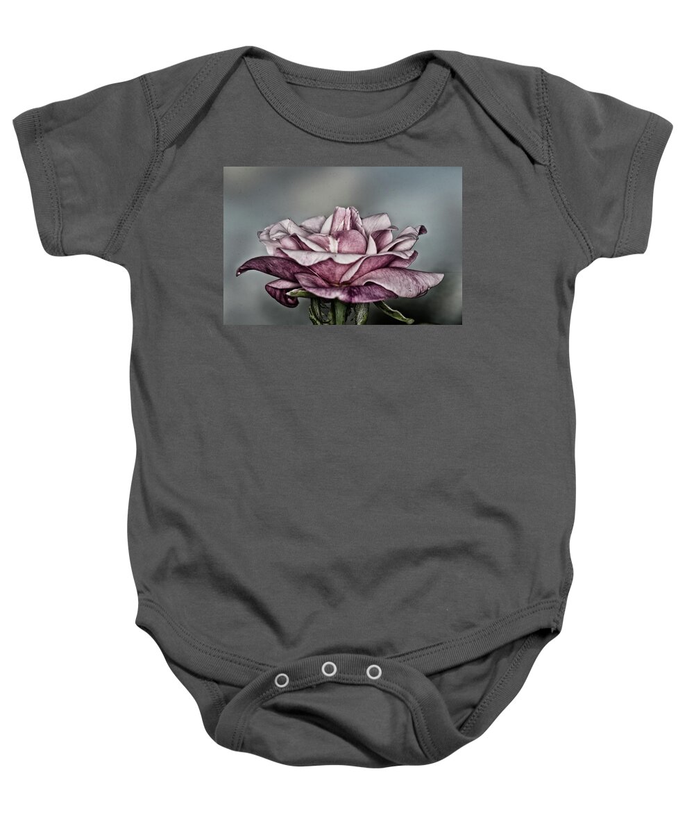 Rose Baby Onesie featuring the photograph Grungy Rose by Artful Imagery