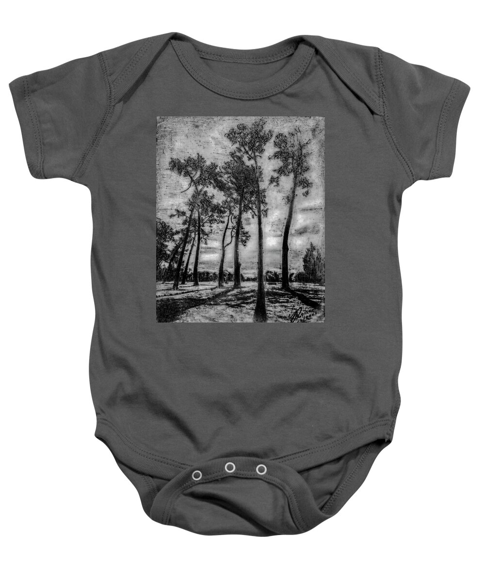 Landscape Baby Onesie featuring the mixed media Hagley Park Treescape by Roseanne Jones