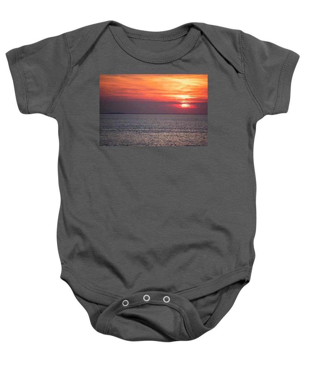 Halibut Baby Onesie featuring the photograph Halibut Point Sunset Rockport MA by Toby McGuire