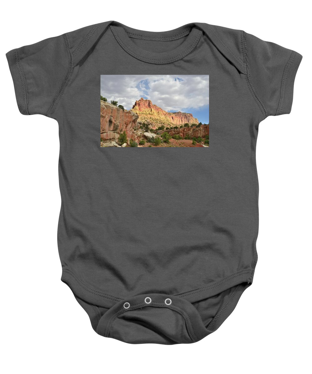 Capitol Reef National Park Baby Onesie featuring the photograph Hanks Butte in Capitol Reef by Ray Mathis