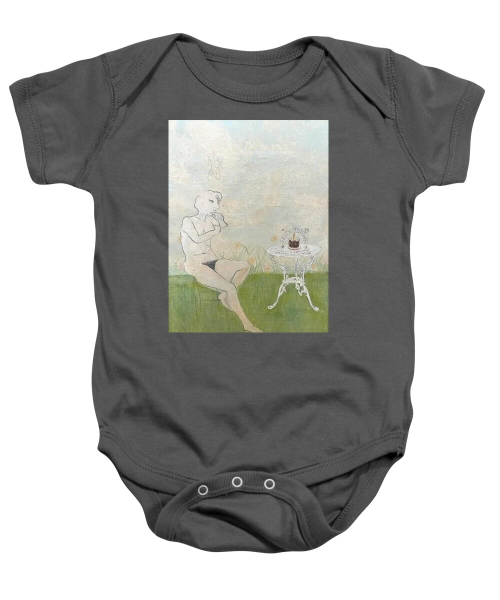 Happy Birthday Baby Onesie featuring the painting Happy Birthday by Leah Tomaino