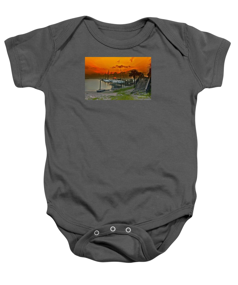 Sailboat Baby Onesie featuring the photograph Harbor sunset by Metaphor Photo