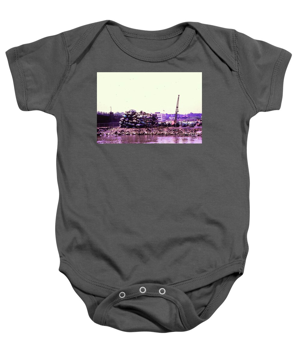 Harlem River Baby Onesie featuring the photograph Harlem River Junkyard by Cole Thompson