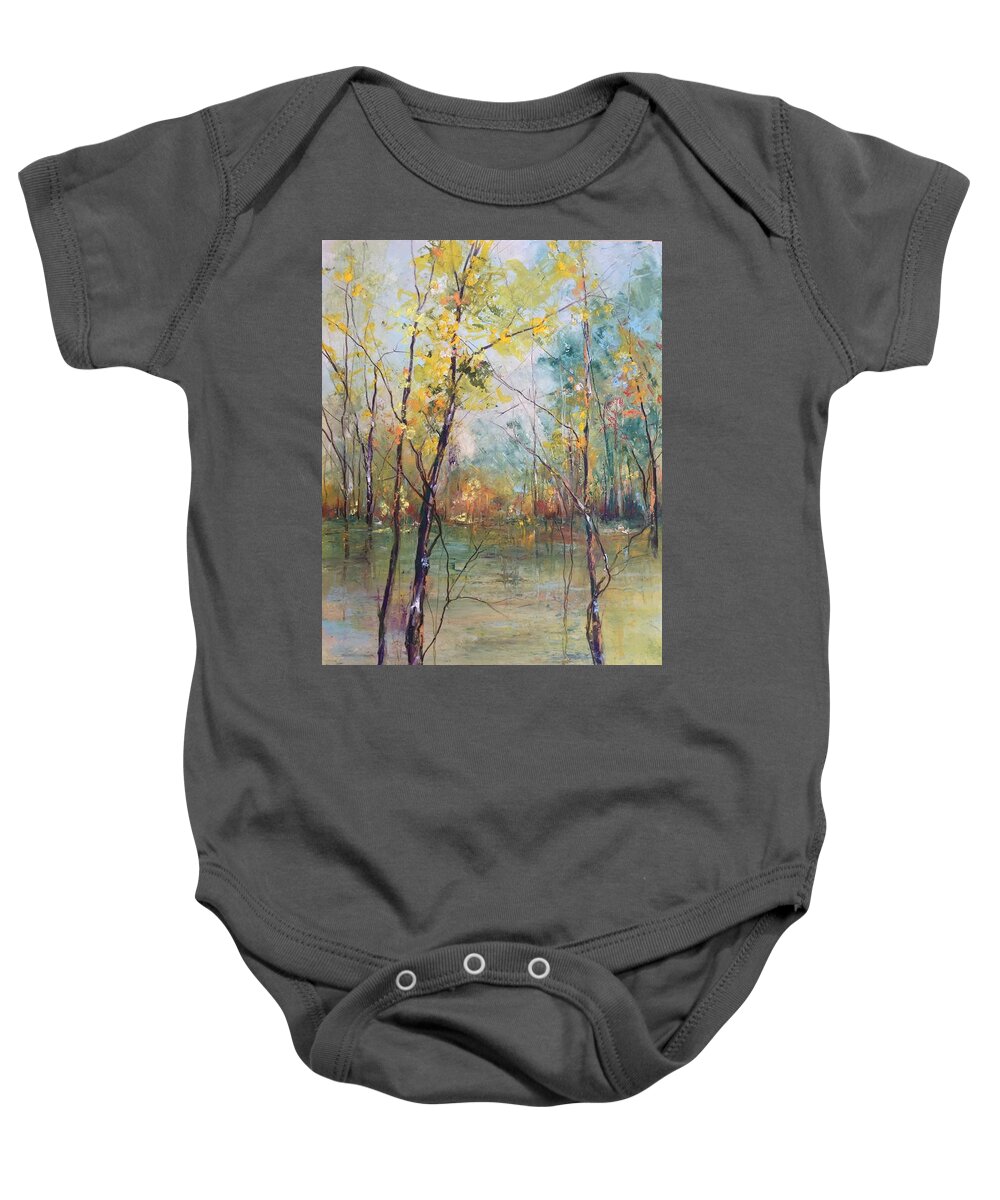Trees Baby Onesie featuring the painting Harmony in Perfect Key by Robin Miller-Bookhout