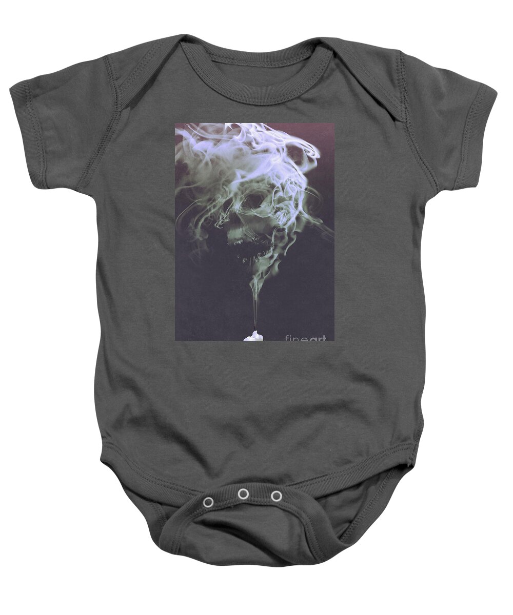 Acrylic Baby Onesie featuring the painting Haunted Smoke by Tithi Luadthong