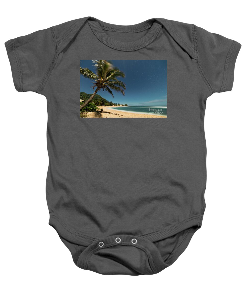 Hawaii Moonlit Beach Wainiha Kauai Hawaii Baby Onesie featuring the photograph Hawaii Moonlit Beach Wainiha Kauai Hawaii by Dustin K Ryan