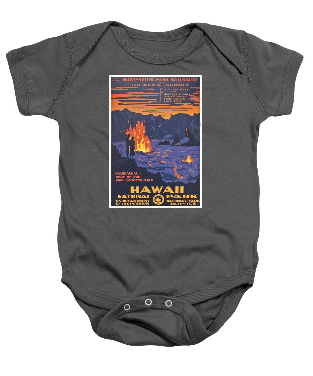 Hawaii Baby Onesie featuring the digital art Hawaii Vintage Travel Poster by Georgia Clare