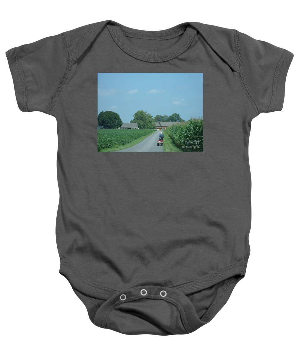 Amish Baby Onesie featuring the photograph Heading Home from the Market by Christine Clark