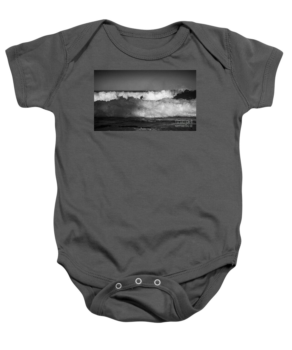 Heavy Surf Baby Onesie featuring the photograph Heavy surf at Avalon Beach by Sheila Smart Fine Art Photography