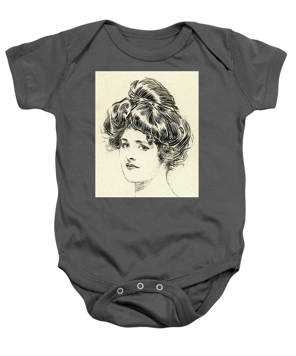 Helen Baby Onesie featuring the drawing Helen, a Gibson Girl by Charles Dana Gibson
