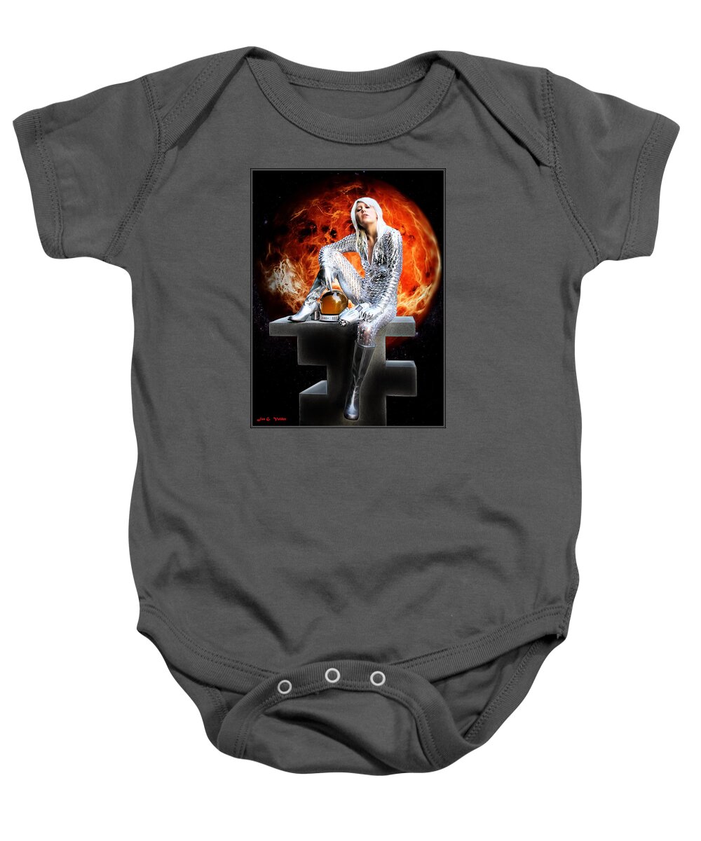Fantasy Baby Onesie featuring the painting Heroine Of The Red Planet by Jon Volden