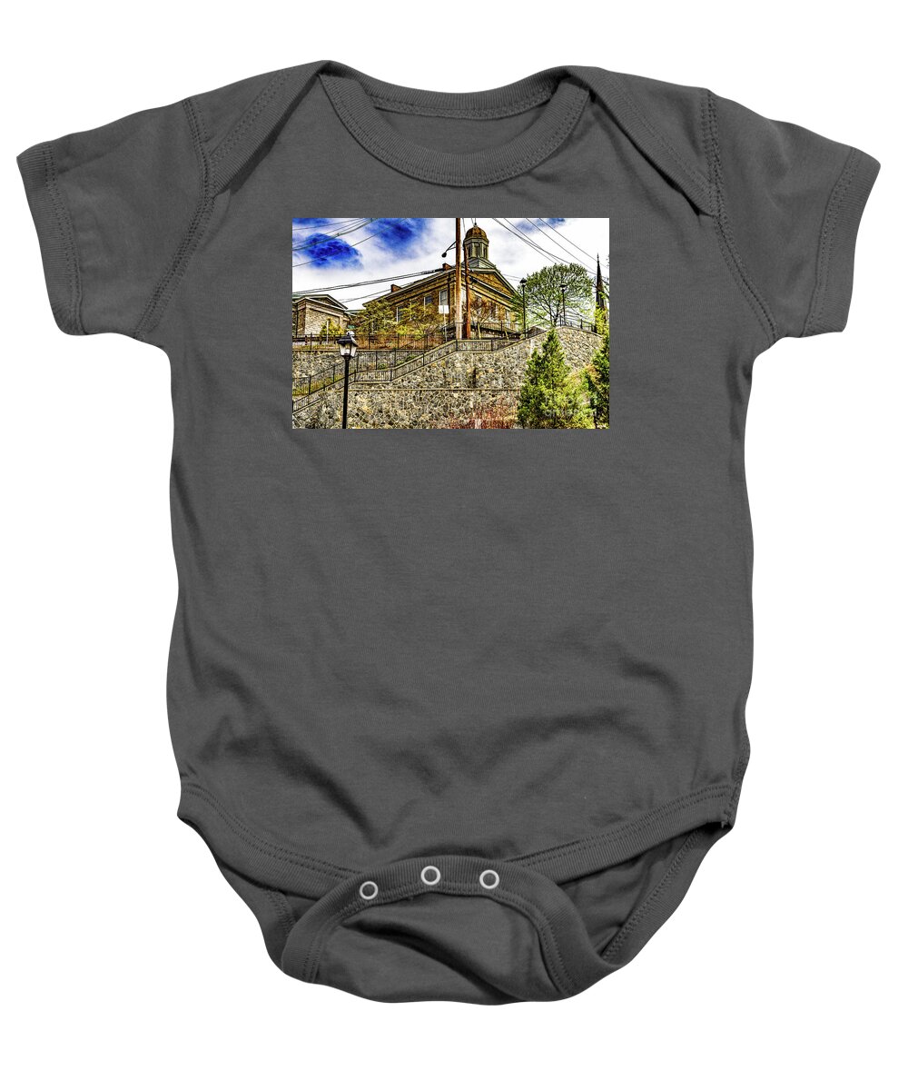 Stone Baby Onesie featuring the photograph Hilltop Stairs by William Norton