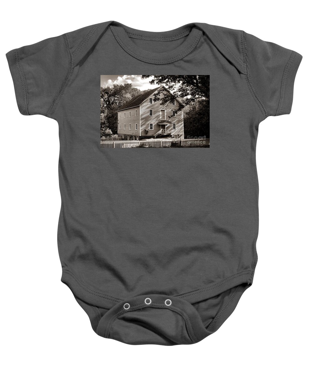 Walnford Baby Onesie featuring the photograph Historic Walnford Mill by Olivier Le Queinec