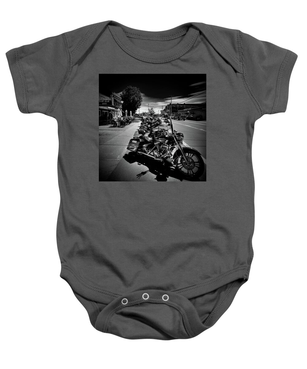 Hogs In Old Forge Baby Onesie featuring the photograph Hogs in Old Forge by David Patterson