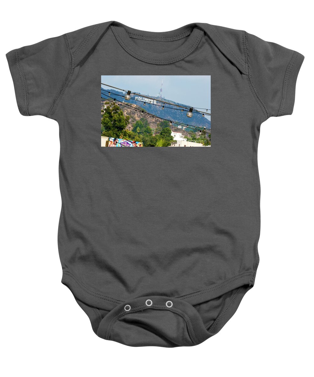 Hollywood Baby Onesie featuring the photograph Hollywood sign on the hill 1 by Micah May