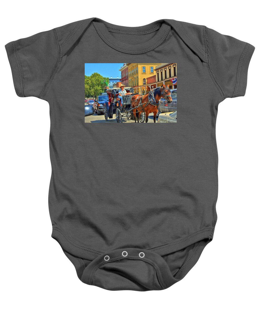 Hdr Baby Onesie featuring the photograph Horse Drawn Carriage Ride by Randy Wehner