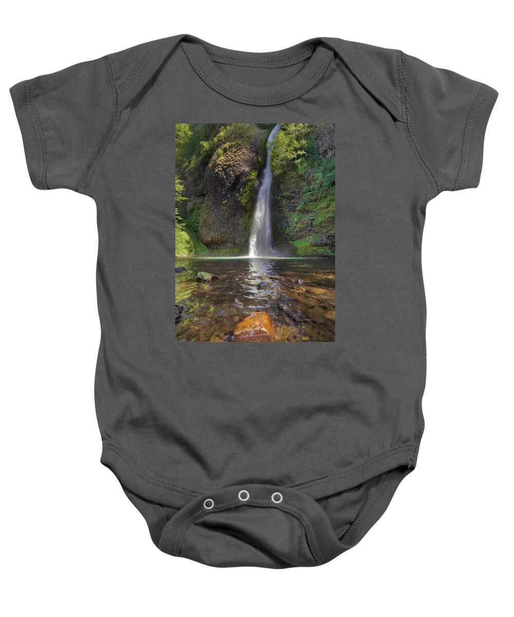 Horsetail Falls Baby Onesie featuring the photograph Horsetail Falls in Columbia River Gorge by Jit Lim