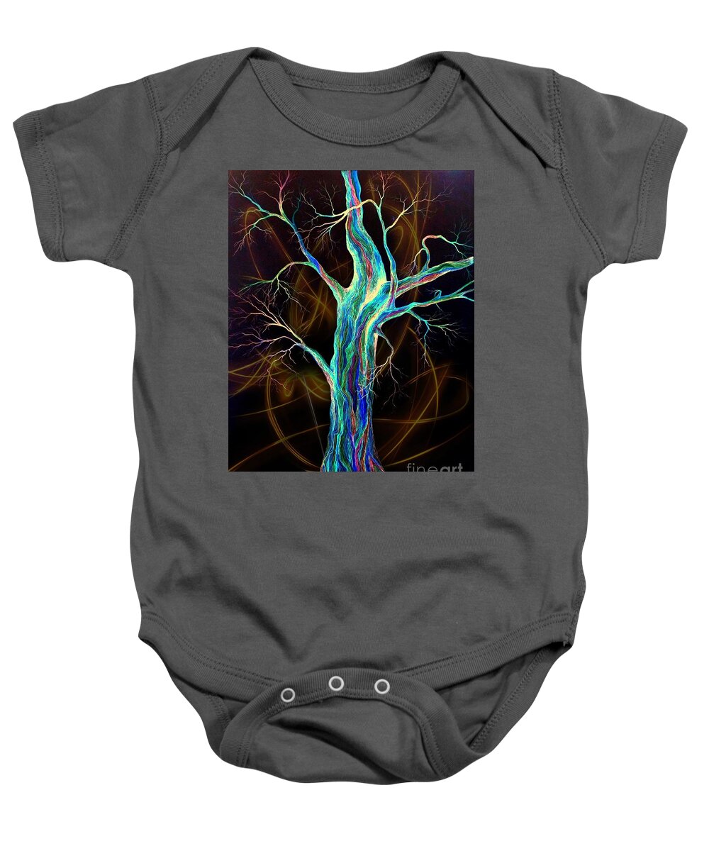 Tree Baby Onesie featuring the drawing Hot Blue Blood by David Neace