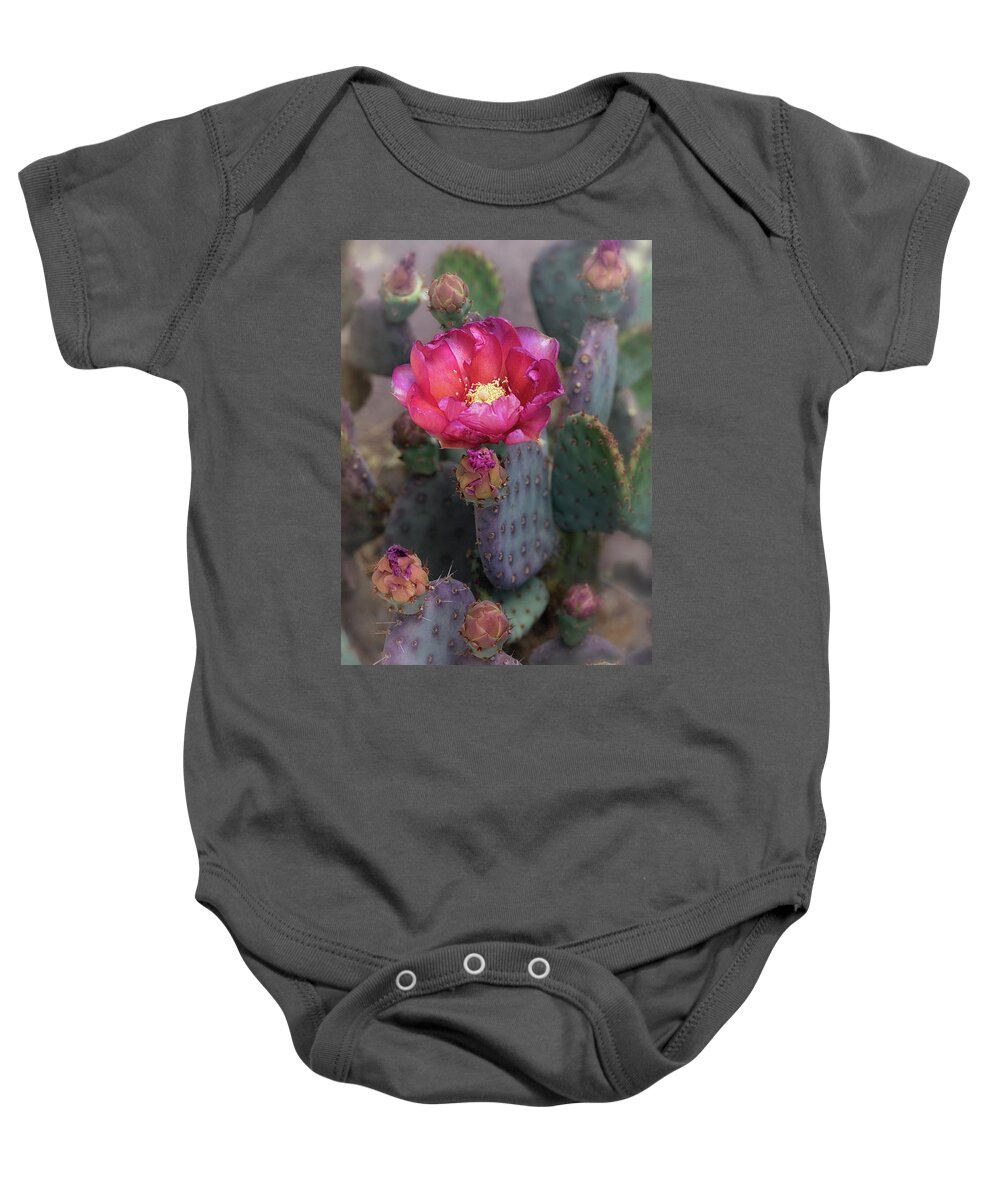 Pink Prickly Pear Cactus Baby Onesie featuring the photograph Hot Pink Prickly Pear by Saija Lehtonen