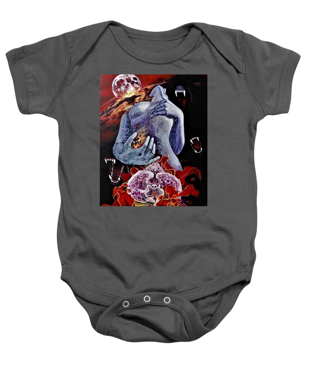 Flower Baby Onesie featuring the painting Howl by Yelena Tylkina