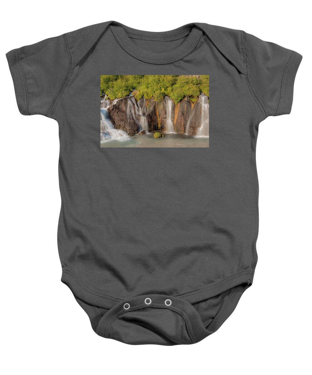 Waterfall Baby Onesie featuring the photograph Hraunfossar 0638 by Kristina Rinell