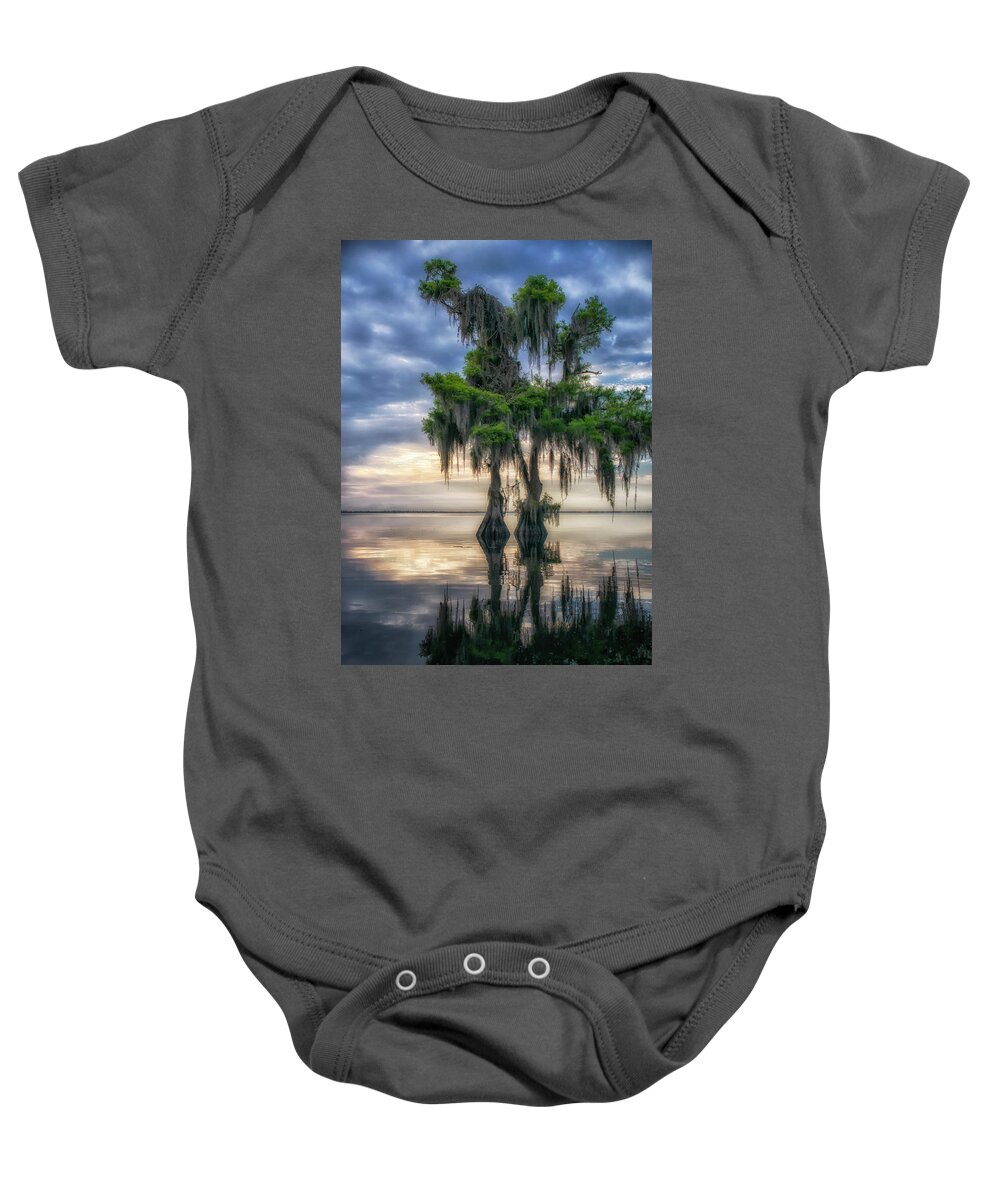 Crystal Yingling Baby Onesie featuring the photograph I Dreamed of Cypress by Ghostwinds Photography