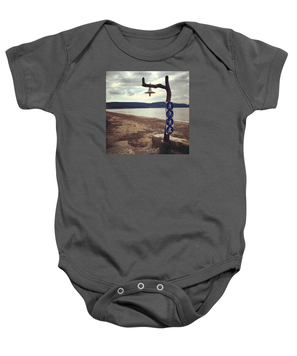 Sign Baby Onesie featuring the photograph I saw the sign by Tania Lampropoulou