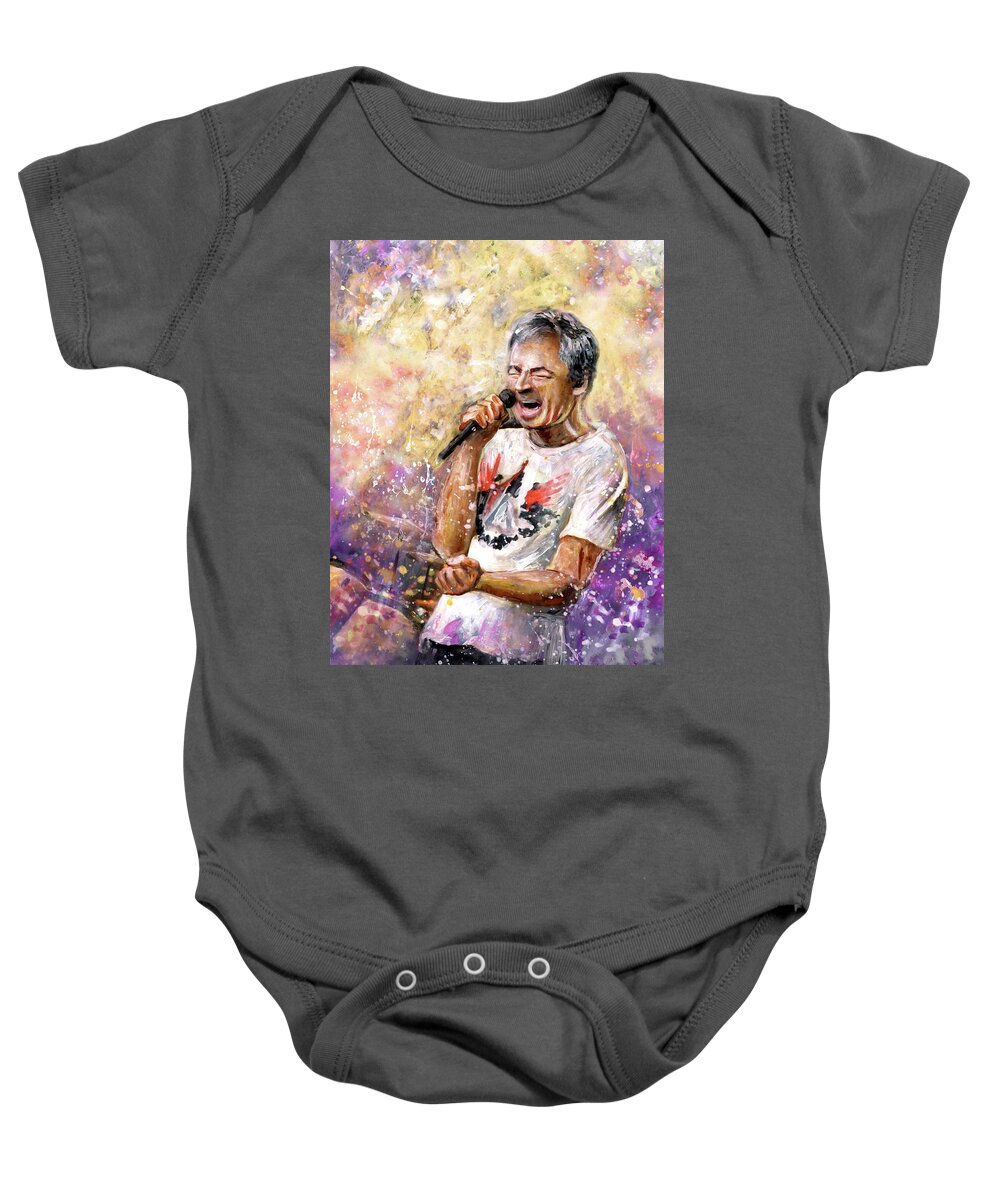 Music Baby Onesie featuring the painting Ian Gillan Now by Miki De Goodaboom