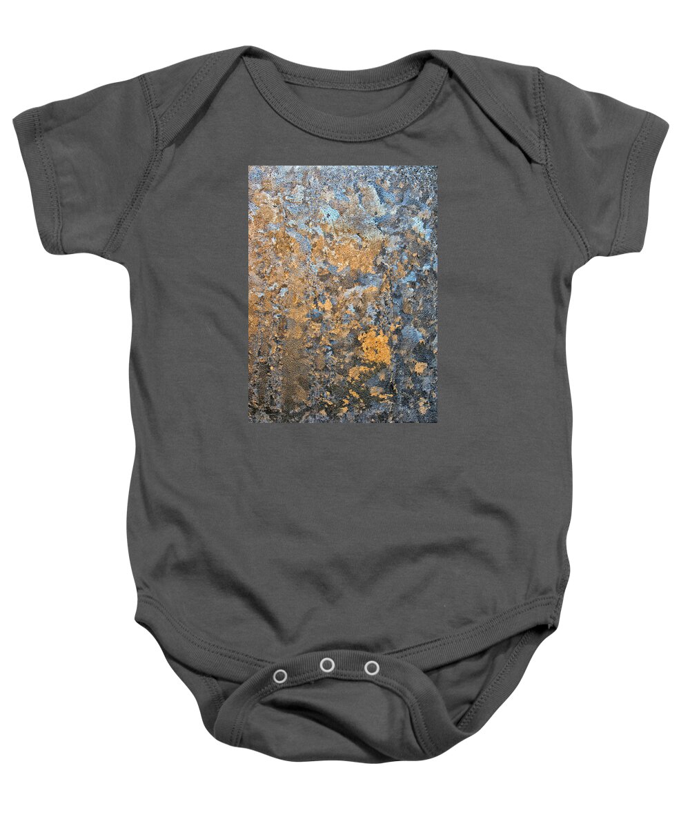Abstract Baby Onesie featuring the photograph Ice Crystals on a Window Abstract by John Harmon