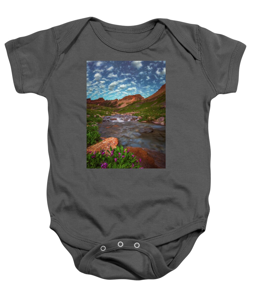 Colorado Baby Onesie featuring the photograph Ice Lake Nights by Darren White