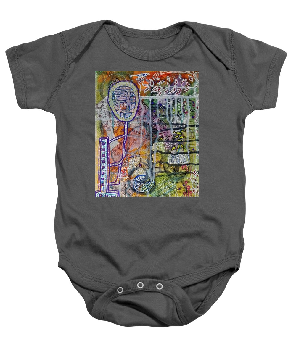 In-depth Baby Onesie featuring the mixed media In Depth by Mimulux Patricia No