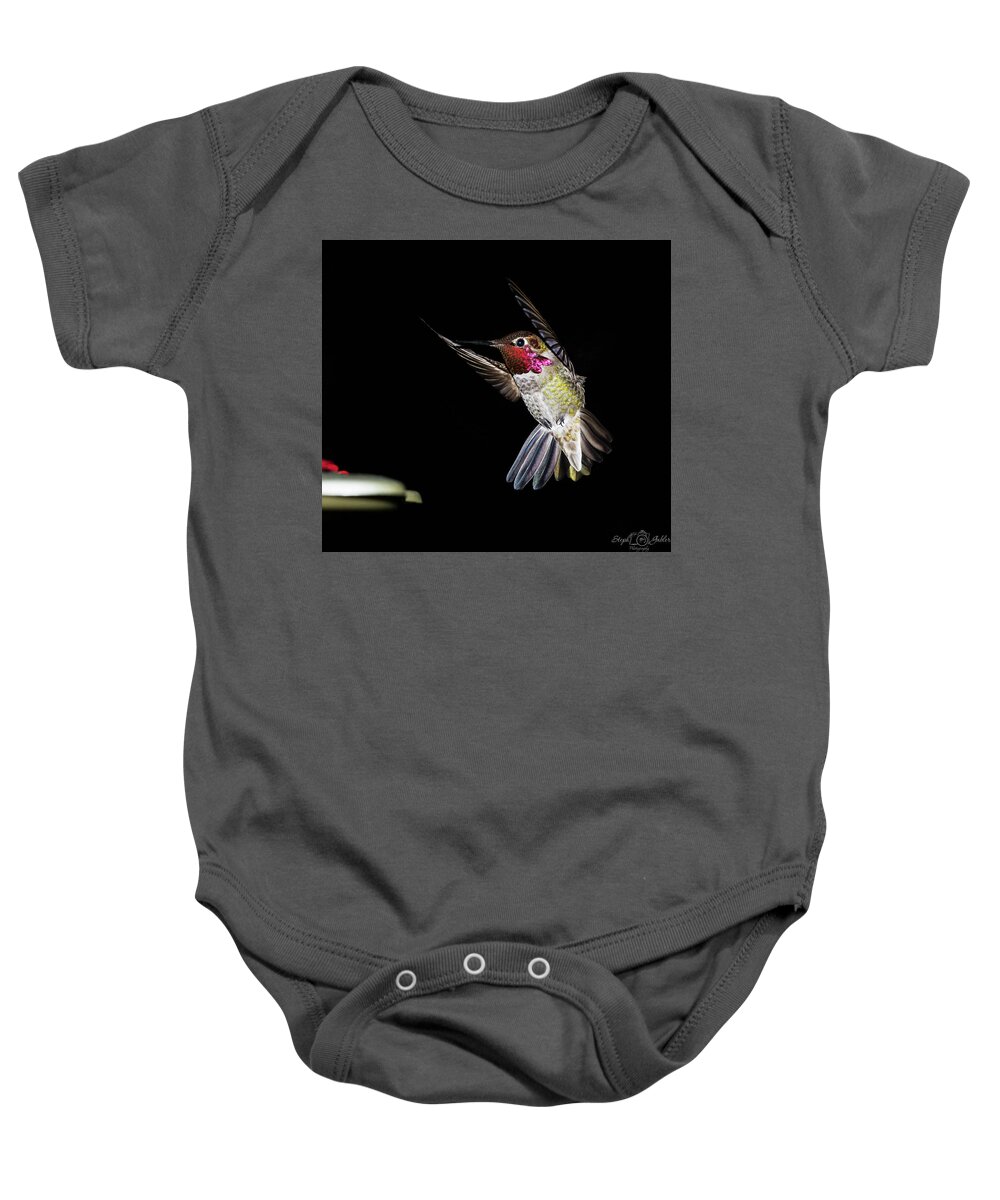 Hummingbird Baby Onesie featuring the photograph In Flight by Steph Gabler