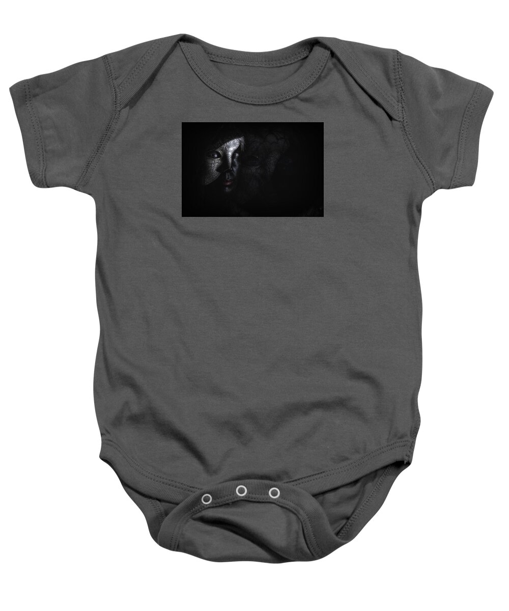 Crystal Yingling Baby Onesie featuring the photograph In the Dark by Ghostwinds Photography