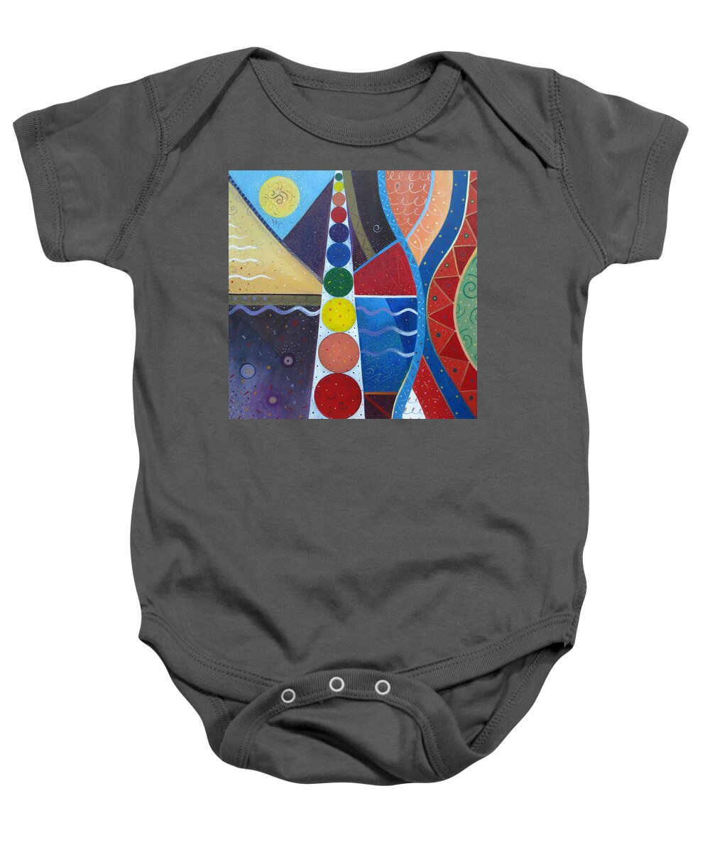 Abstract Landscape Baby Onesie featuring the painting In the Flow by Helena Tiainen
