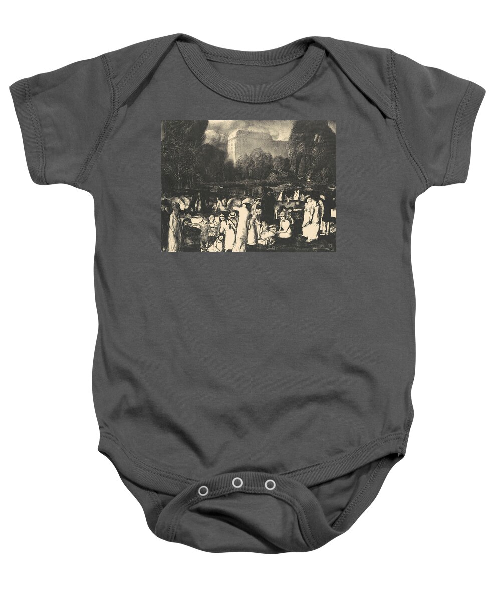 19th Century Art Baby Onesie featuring the relief In the Park, Light by George Bellows