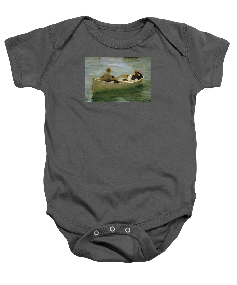 Rowing Baby Onesie featuring the painting In the Rowing Boat by Henry Scott Tuke