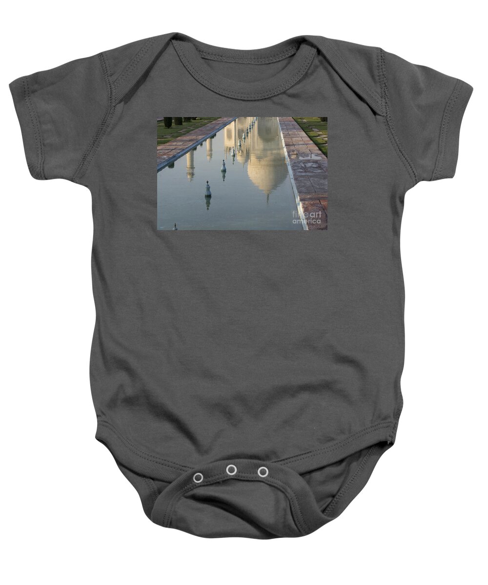 Reflection Of Taj Mahal Baby Onesie featuring the photograph In Water by Elena Perelman
