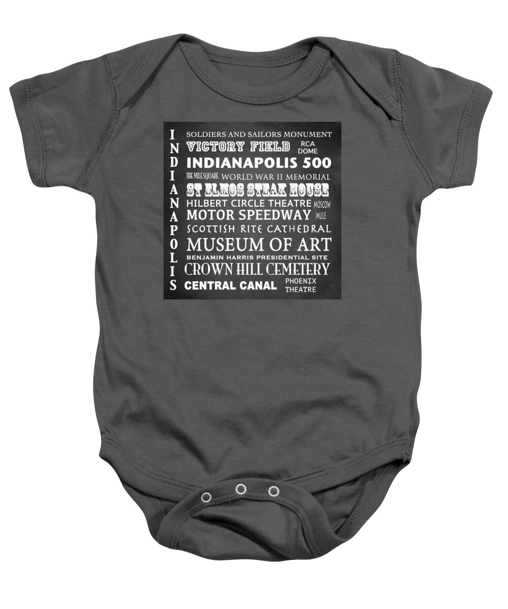 Indianapolis Baby Onesie featuring the digital art Indianapolis Famous Landmarks by Patricia Lintner