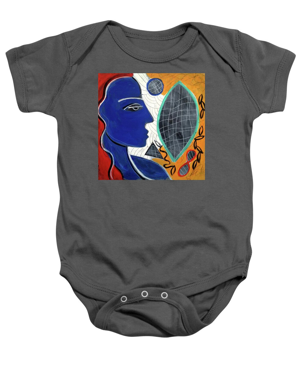 Female. Baby Onesie featuring the painting Infinity Blue Woman by Robert R Splashy Art Abstract Paintings