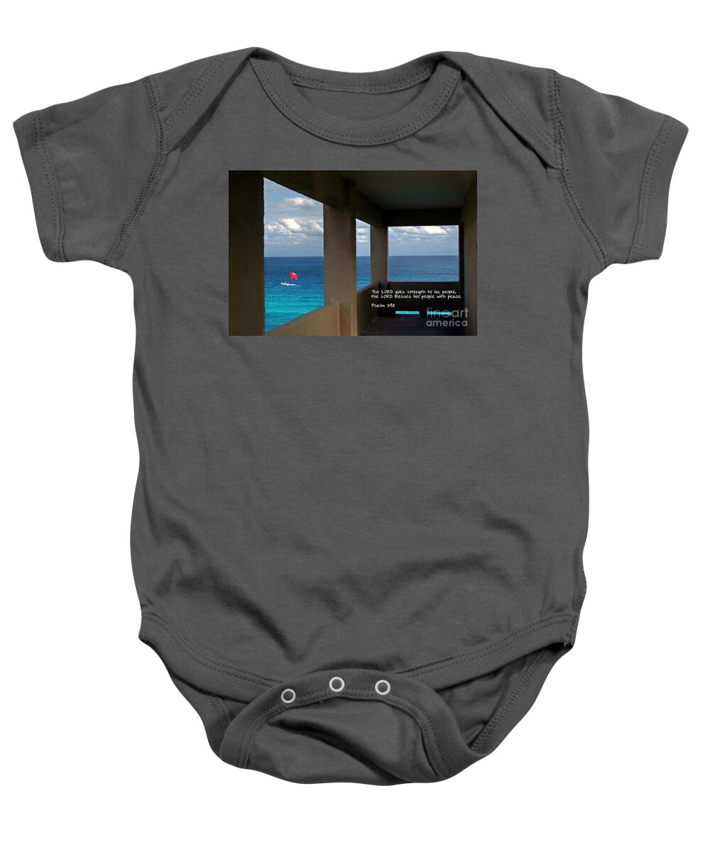 Parasail Baby Onesie featuring the photograph Inspirational - Picture Windows by Mark Madere