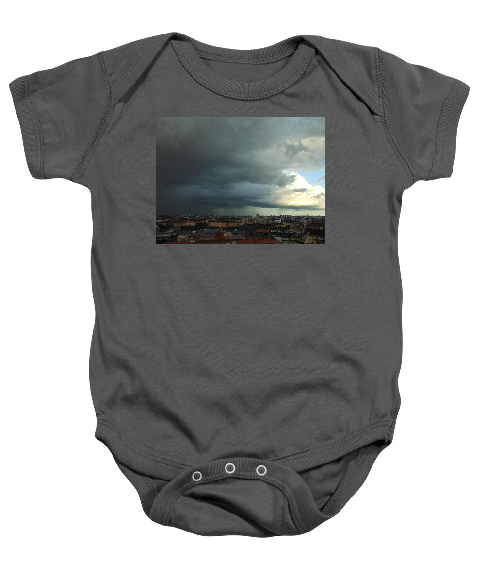 View Over Town. Bad Weather Is Clearing. Baby Onesie featuring the photograph It Gets Better by Ivana Westin