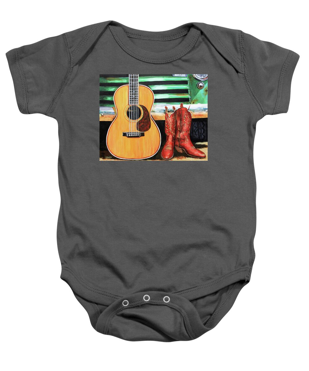 Guitars Baby Onesie featuring the painting It's a Mississippi Thing by Karl Wagner