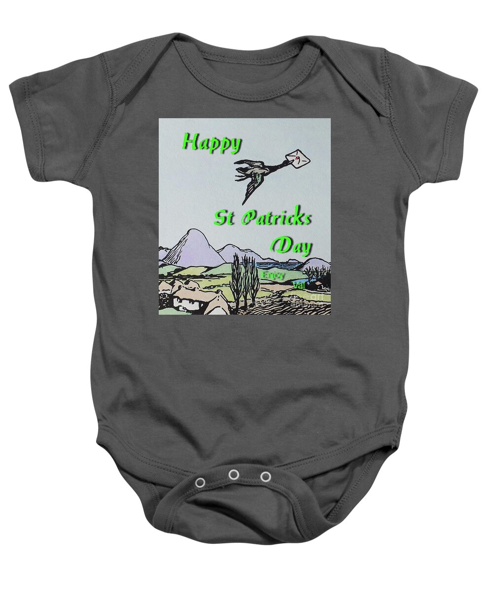 St Patrick Baby Onesie featuring the painting Its for you hu by Val Byrne