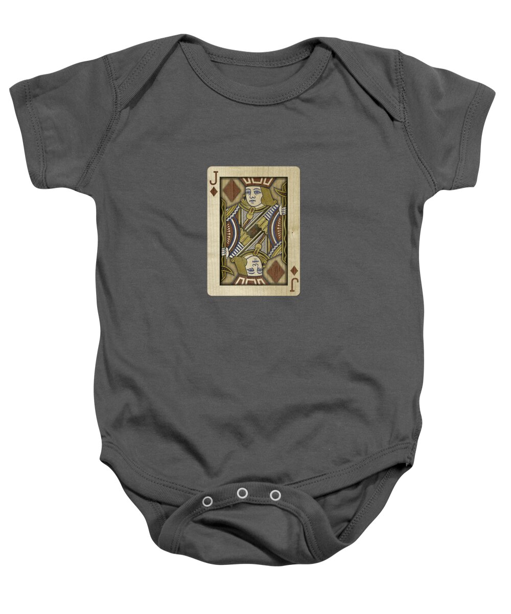 Game Baby Onesie featuring the photograph Jack of Diamonds in Wood by YoPedro
