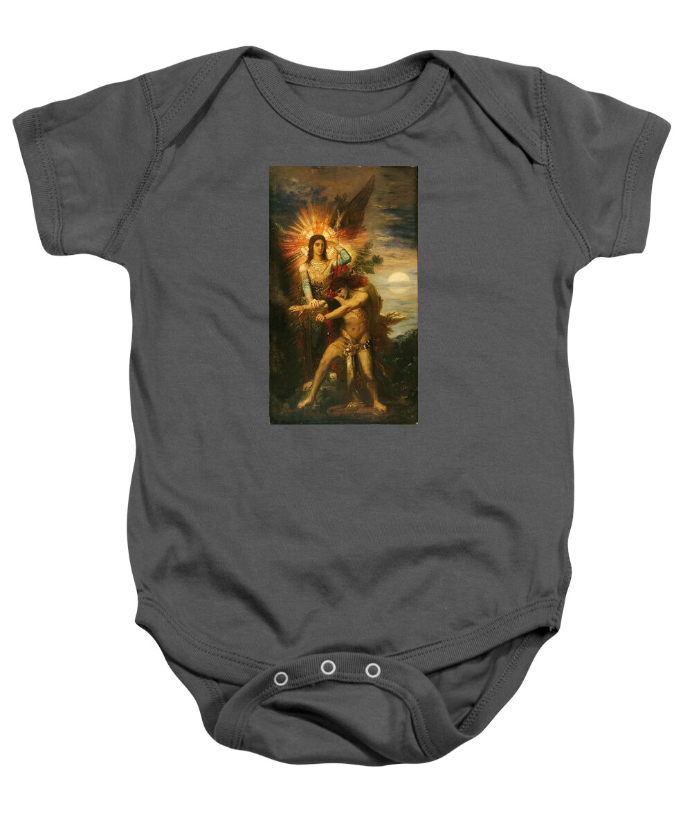 Gustave Moreau Baby Onesie featuring the painting Jacob and the Angel by Gustave Moreau
