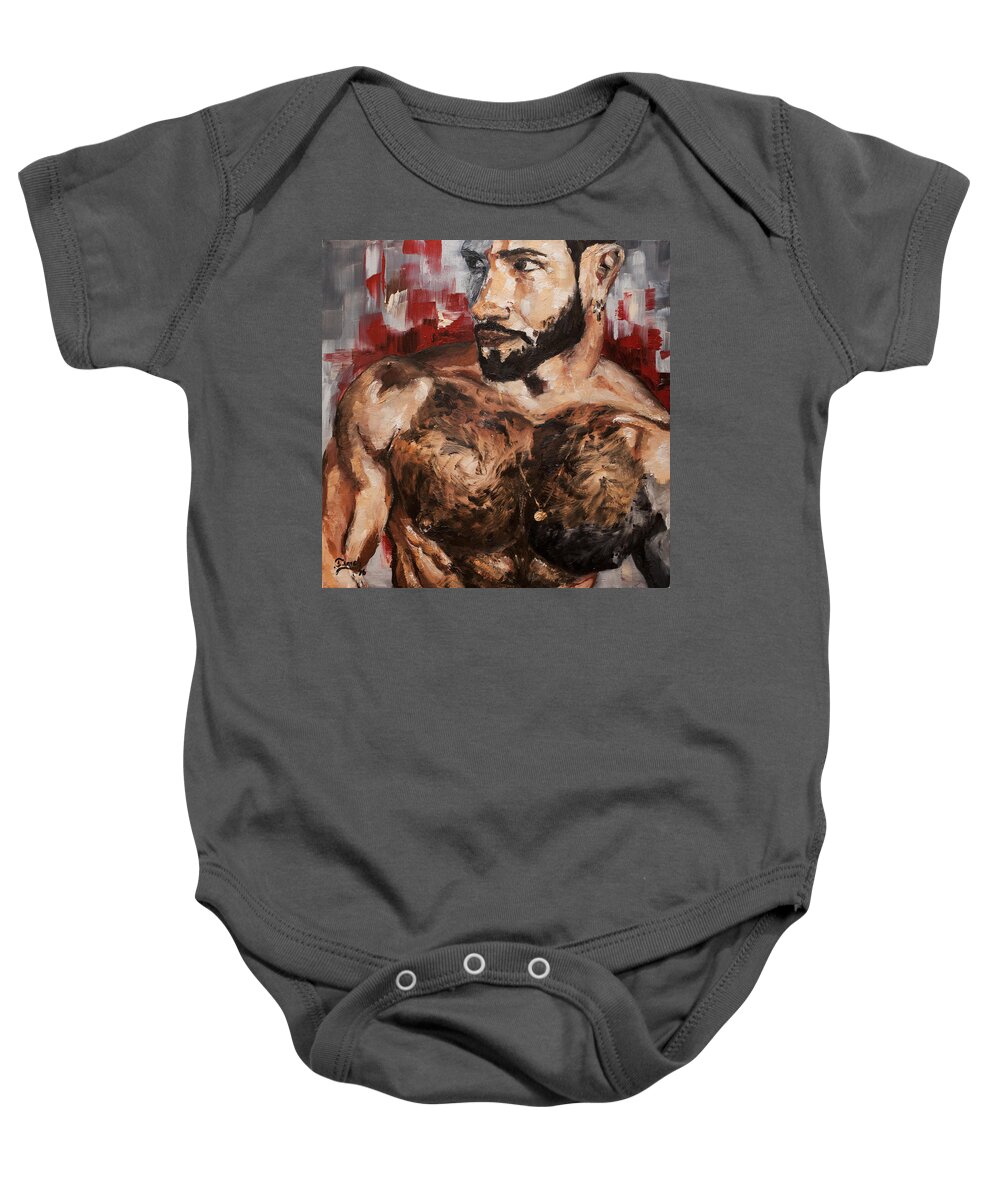 Male Form Baby Onesie featuring the painting JAK by Carlos Flores