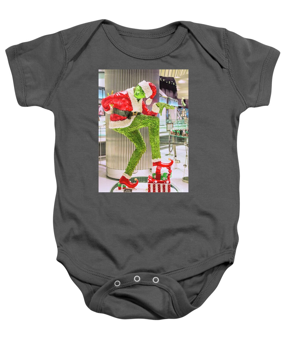 Jean Philippe Baby Onesie featuring the photograph Jean Philippe's Chocolate Grinch in the Aria Casino by Aloha Art