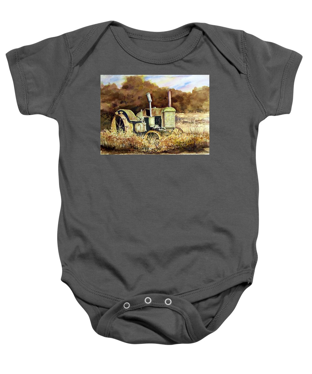 Tractor Baby Onesie featuring the painting Johnny Popper by Sam Sidders