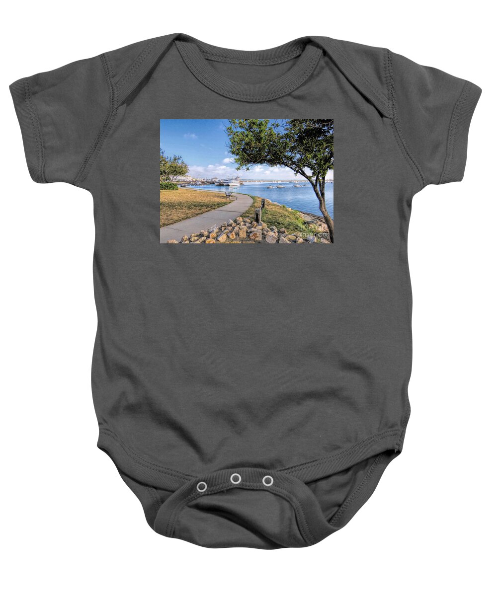 Janice Drew Baby Onesie featuring the photograph Plymouth Waterfront in July by Janice Drew