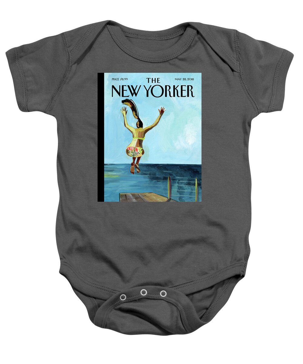 Jump! Baby Onesie featuring the painting Jump by Gayle Kabaker